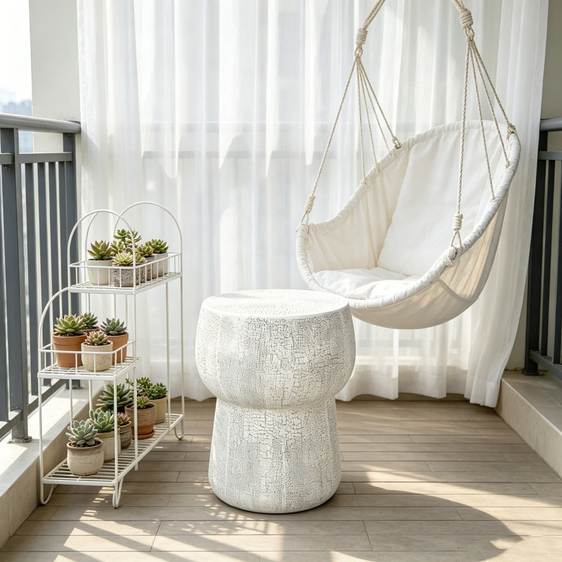 Table basse d'extérieur en tonneau moderne Modern, Gris clair