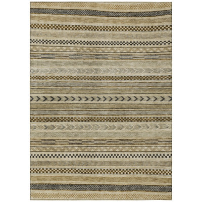 Luthyra Chocolate Washable Indoor-Outdoor Rug - LOOMLAN