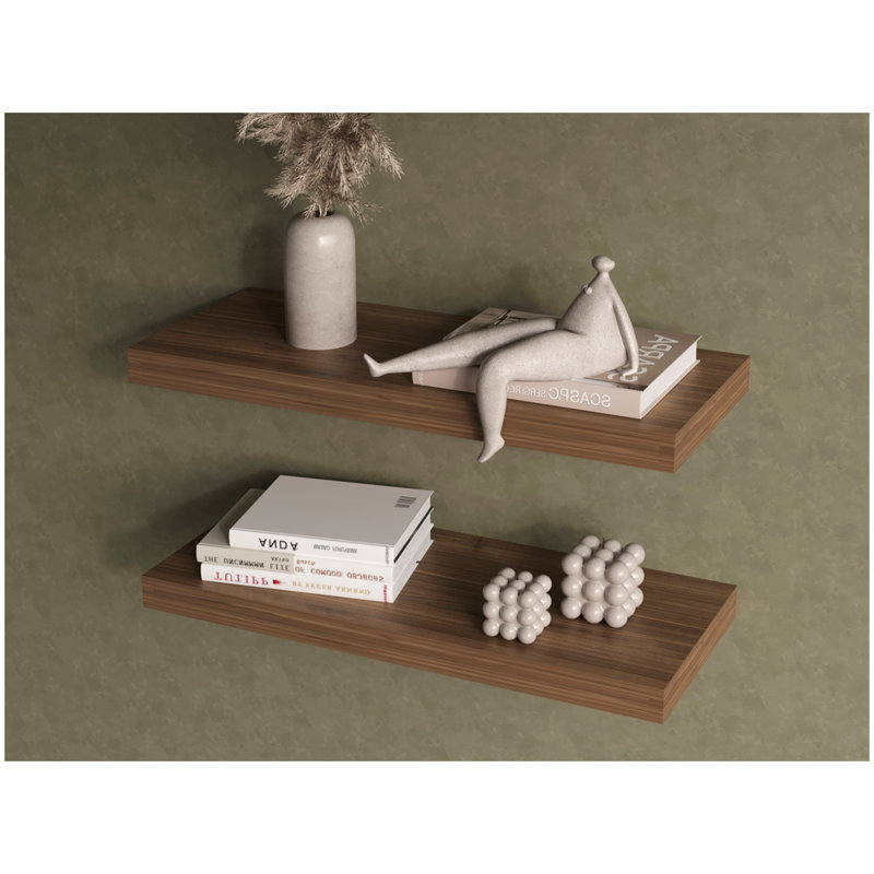 Tablette flottante Dallas, salon, acajou, Acajou