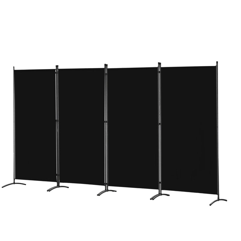 324cm W x 169cm H 4 - Panel Metal Folding Room Divider, Black