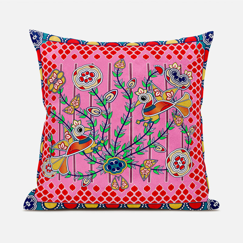 Housse et insert de coussin décoratif en polyester pour l'intérieur et l'extérieur, 26 po x 26 po, Rose / Rouge