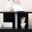 Table basse noire en forme de S de 20 po avec rangement, style élégant, tablette de rangement durable en acier