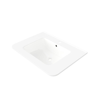 Lavabo encastré en céramique blanche de 76 cm (30 po) seulement – ​​Robinet et bonde non inclus