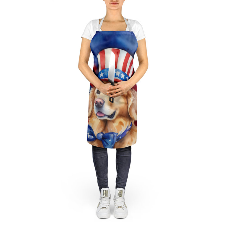 Patriotic American Apron, Brown Golden Retriever