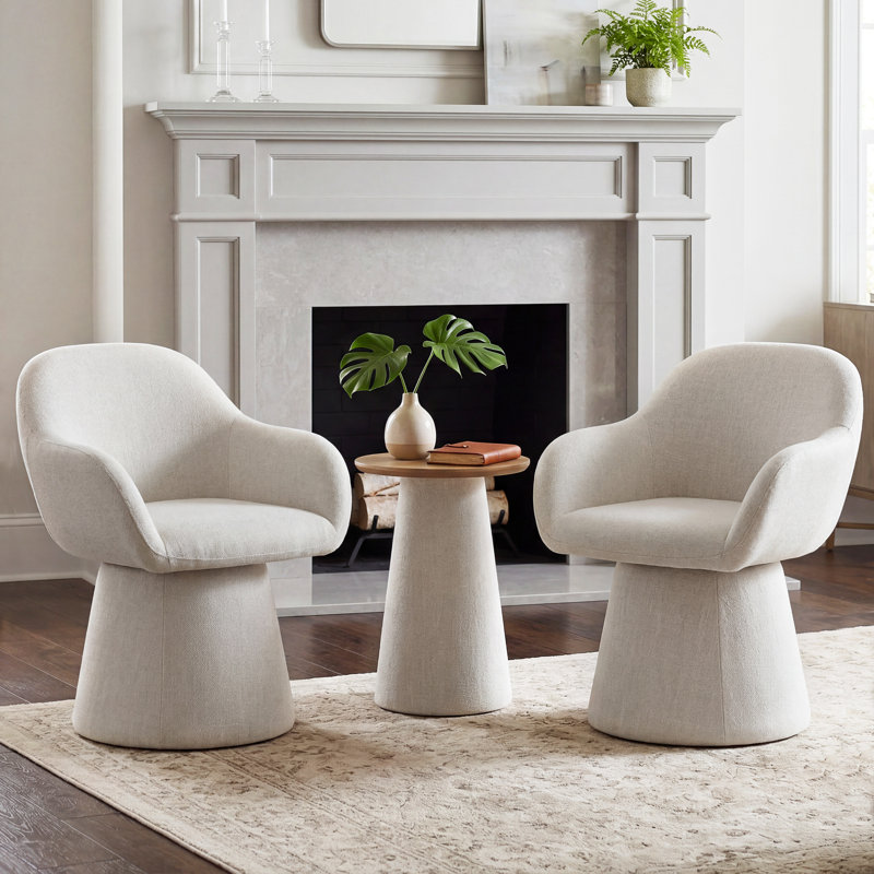 Upholstered Linen swivel accent chair