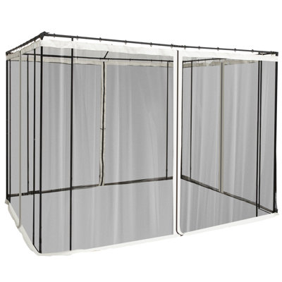 Outsunny 10' X 10' Replacement Mesh Sidewall Netting For Patio Gazebos And Canopy Tents With Zippers (Sidewall Only), Cream