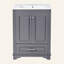 24'' Bathroom Vanity With Ceramic Sink Combo, Modern Freestanding Storage Cabinet  With Silver Handles,  Soft Closing Doors