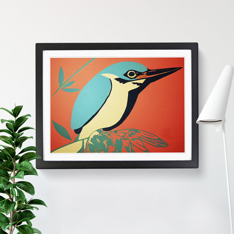 Spectacular Kingfisher Bird Abstract - Framed Print, Black, 46cm H x 64cm W x 2cm D