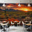 Papier peint adhésif peler et coller Cactus Wildflower Desert Sunset Vibrant Sky Mountains, art mural auto-adhésif et amovible-131412992