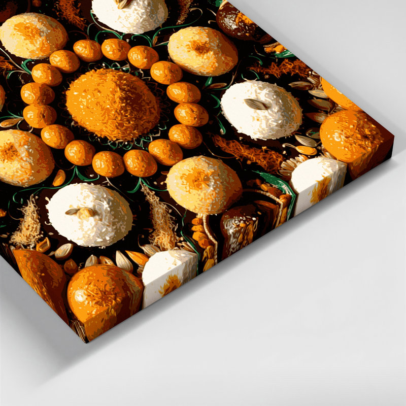 Desserts Ladoo Brown Canvas Wall Art, 12" H x 12" W