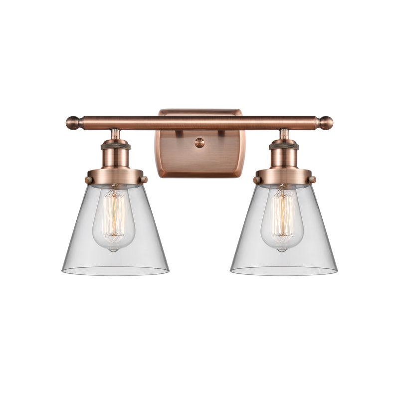Ballston Urban Cone 6" - 2 Light 16" Bath Vanity Light, Matte White, Incandescent, Antique Copper