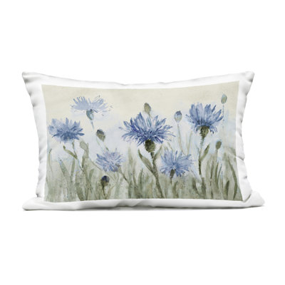 Violet Cornflowers Meadow Outdoor Printed Pillow, design by Lanie Loreth