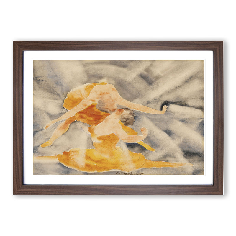 Two Female Acrobats by Charles Demuth - Picture Frame Painting, Walnut Framed, 36cm H x 48cm W x 2cm D