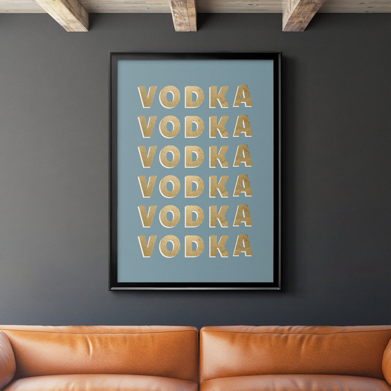 45_Vodka toile encadrée de qualité supérieure, Noir, H 30,5 po x l 22,5 po x P 1 po