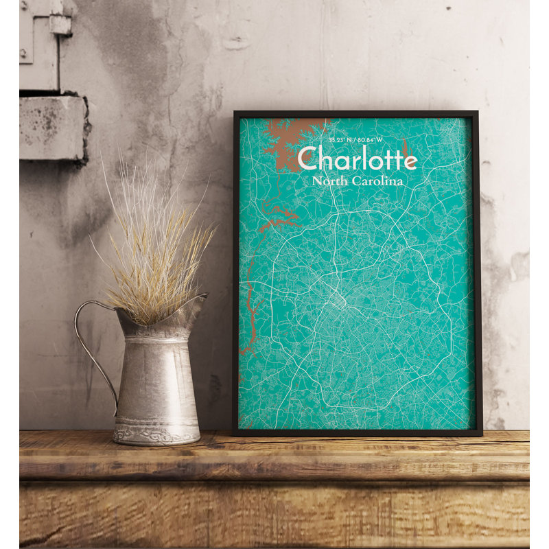 Charlotte City Map - No Frame Print, 43.2cm H x 27.9cm W x 0.13cm D