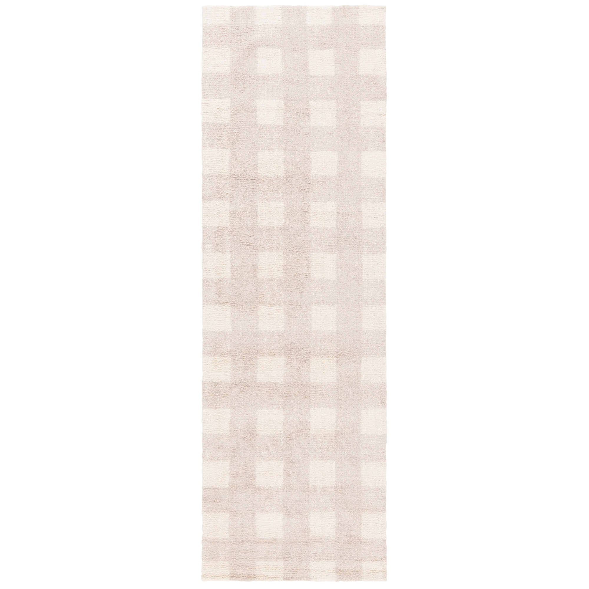 Barclay Plaid Hand Woven Flatweave Cotton Area Rug in Beige, Runner 2'3" x 8'