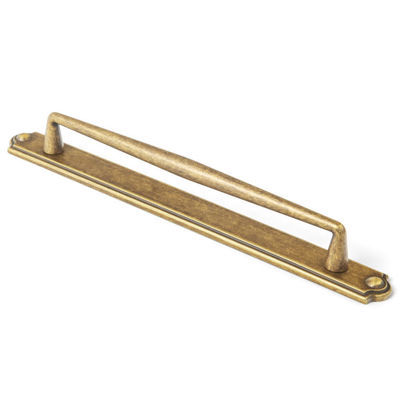 Solid Spindle Bar Pull With Backplate(Cban), 7 3/5", Antique Brass