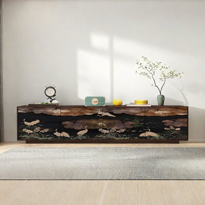 Pine Wood TV Stand with Ample Storage