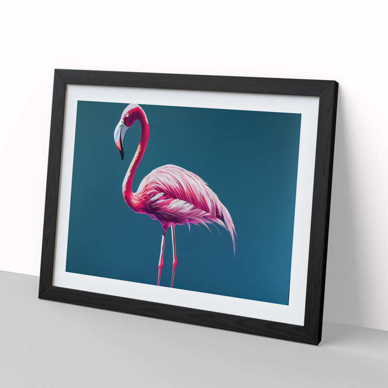 Appealing Flamingo - Single Picture Frame Print, 25cm H x 34cm W, Black