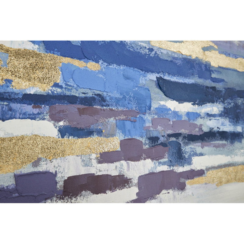 Bleu et doré, peinture encadrée abstraite
