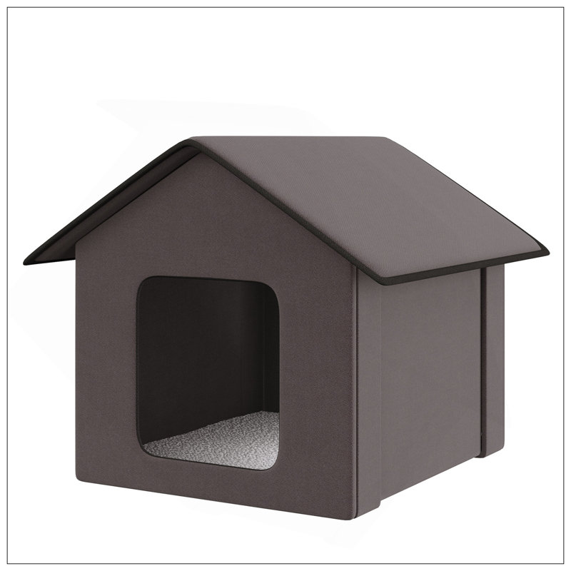 Heated Cat Houses For Outdoor And Indoor, Portable Shelter With Waterproof And Insulated Design, Brown