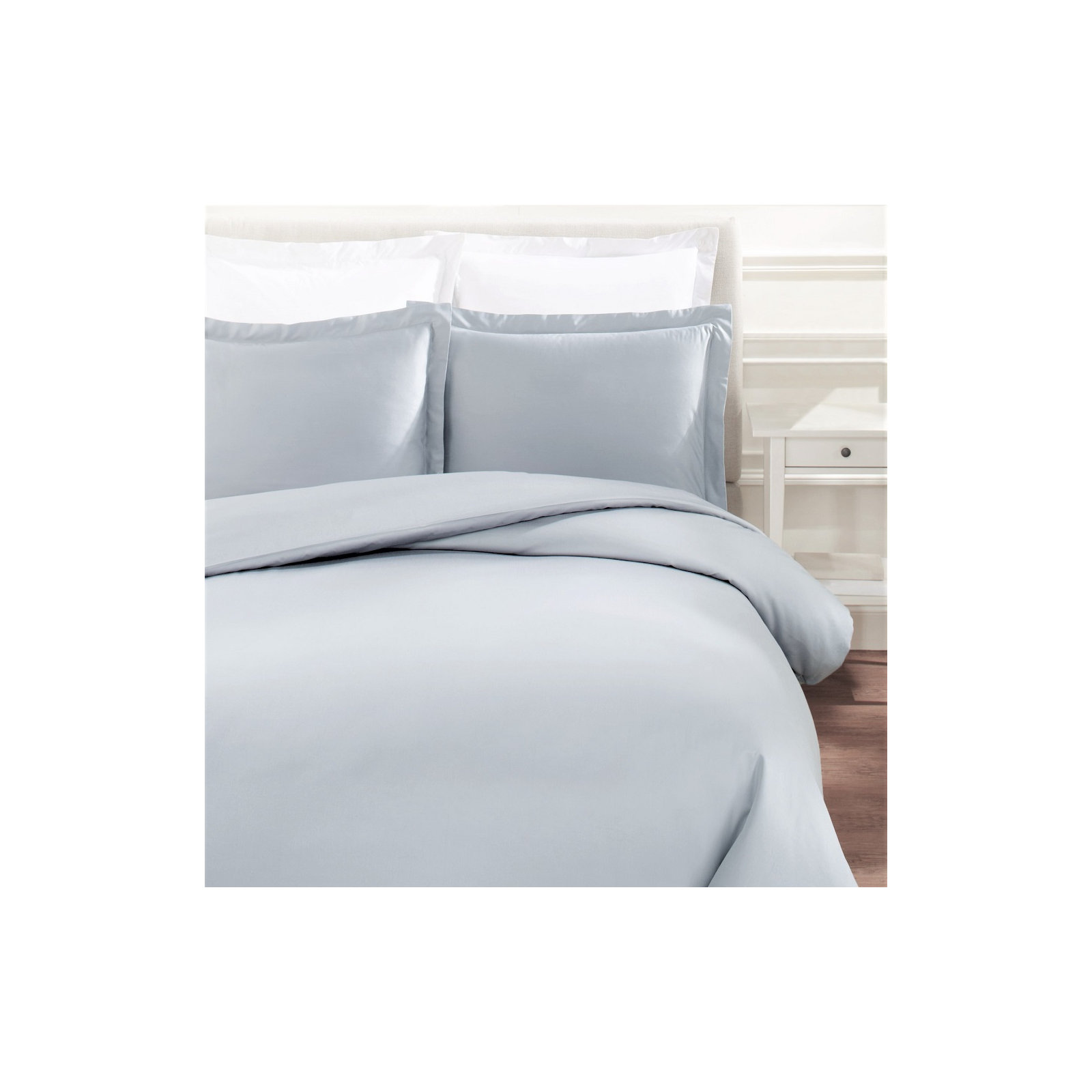 Austri Sateen Duvet Cover Set, Light Blue, Queen Duvet Cover + 2 Standard Shams