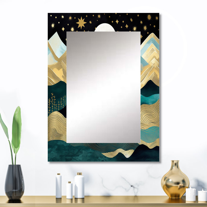 Mountain Nature'S Roar I - Beige Modern Wall Mirror, 32 po x 24 po