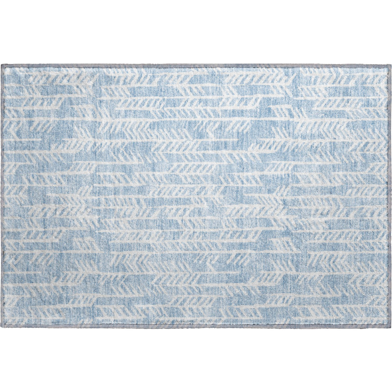 Premium Machine Washable Prisco Sky Rug, Rectangle 1'8" x 2'6"