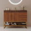 Meuble-lavabo moderne de 36 pouces avec lavabo en céramique sans couture et armoire autoportante décorative dorée, durable et élégant pour toute maison