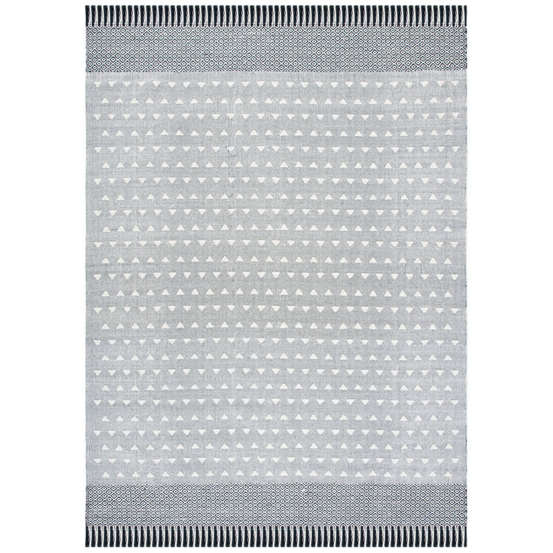 Morocco Flat Weave Wool/Cotton Moroccan Rug in Black/Ivory, Rectangle 8' x 10'