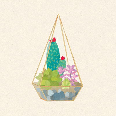 Succulent Terrarium II - Wrapped Canvas Painting