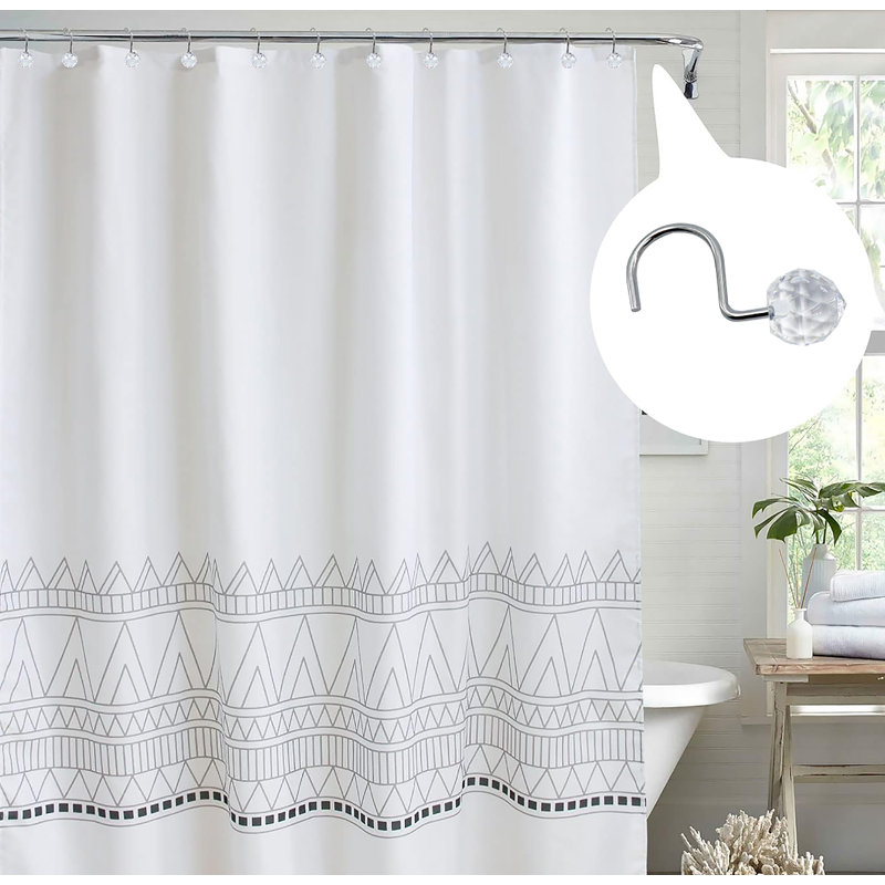 12 Piece Set - 12pcs Clear Sphere Shower Curtain Hooks Rings Rustproof