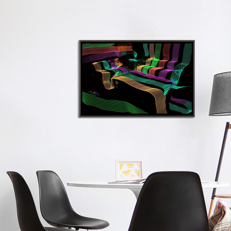 Lumières DEL 4 de Ben Heine-impression d’art graphique, Toile encadrée de bois rustique foncé, Pas de tapis