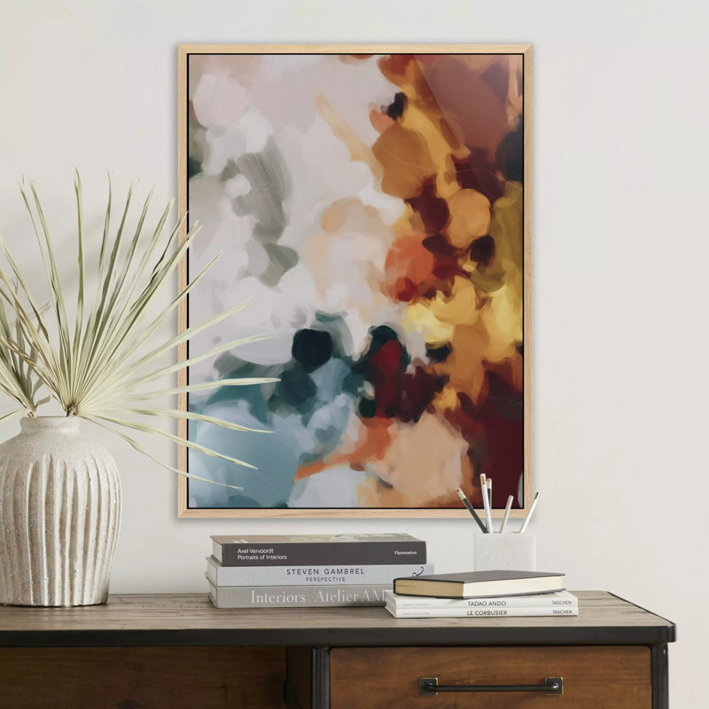 Ember Painting by Patricia Vargas, 40" H x 30" W, White Maple Framed