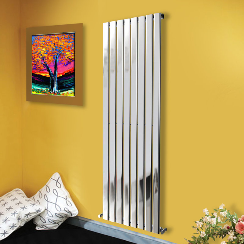 Shonnard Vertical Single Flat Panel Radiator, Chrome, 180cm H x 54.4cm W