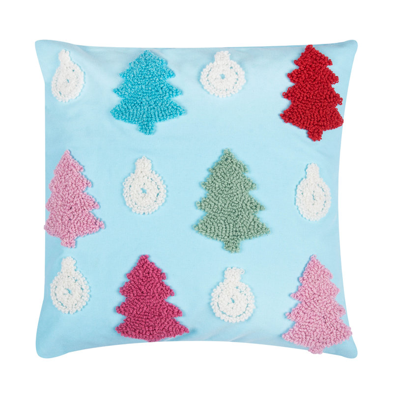 18" x 18" Trees Hooked Throw Pillow