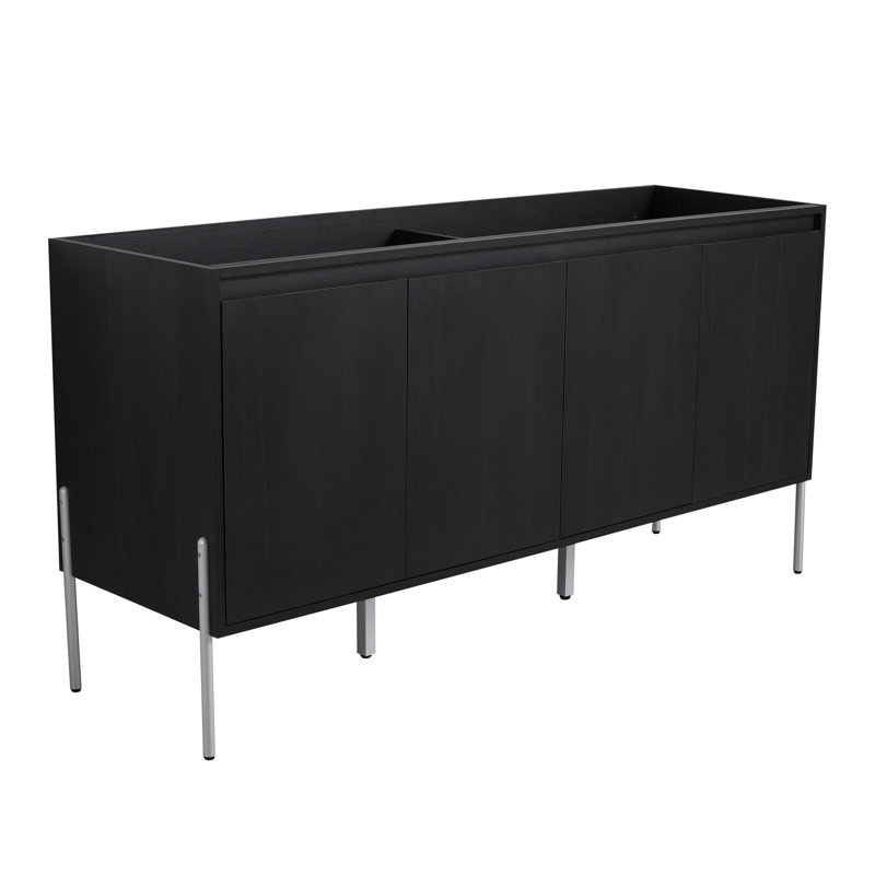 Meuble-lavabo de salle de bain autoportant avec portes à fermeture douce (ensemble KD) - sans le lavabo
