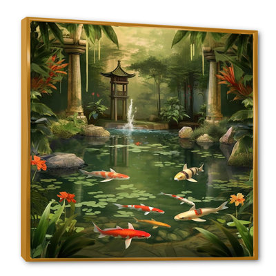 Bamboo and Koi Pond Showcase I - Art mural en bambou