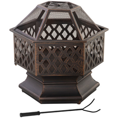 Emeraude Round Steel Wood Burning Fire Pit with Lid