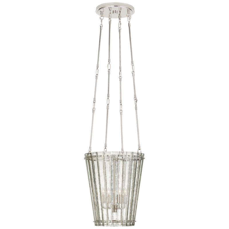 Carrier and Company Cadence Small Tall Chandelier, Polished Nickel, 18.25" H x 15" W x 15" D