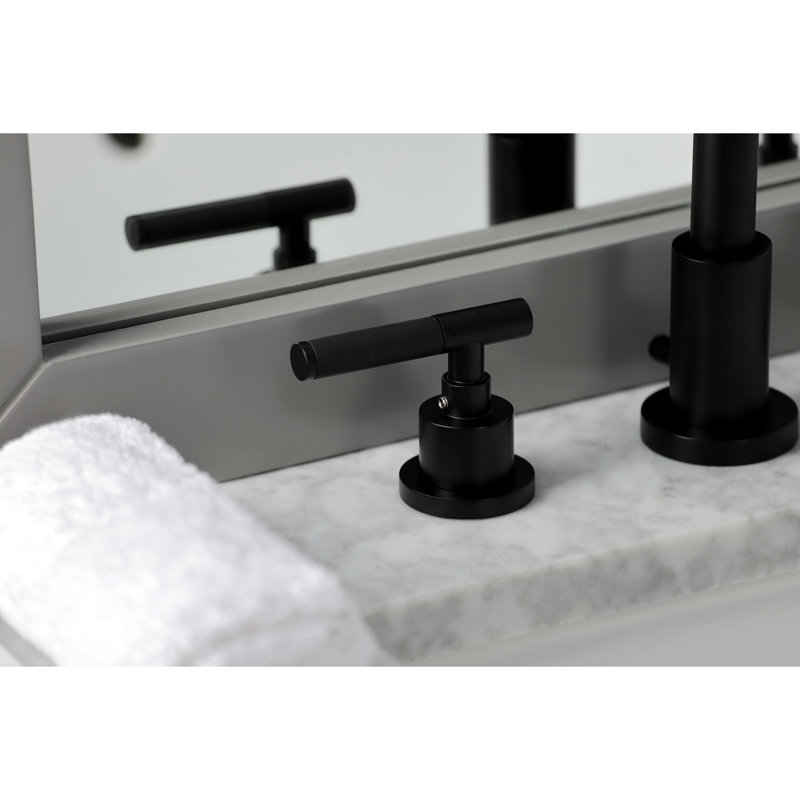 Robinet de salle de bain espacé avec ensemble de drain Kaiser, Noir mat