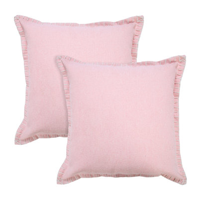 Contemporary Solid Stonewashed Handmade Cotton Throw Pillow Set of 2
