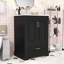 Meuble-lavabo compact avec lavabo en céramique, tiroir et armoire de rangement-411482293
