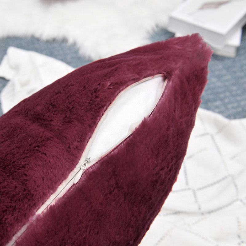 Housse de coussin réversible en fausse fourrure, Marron