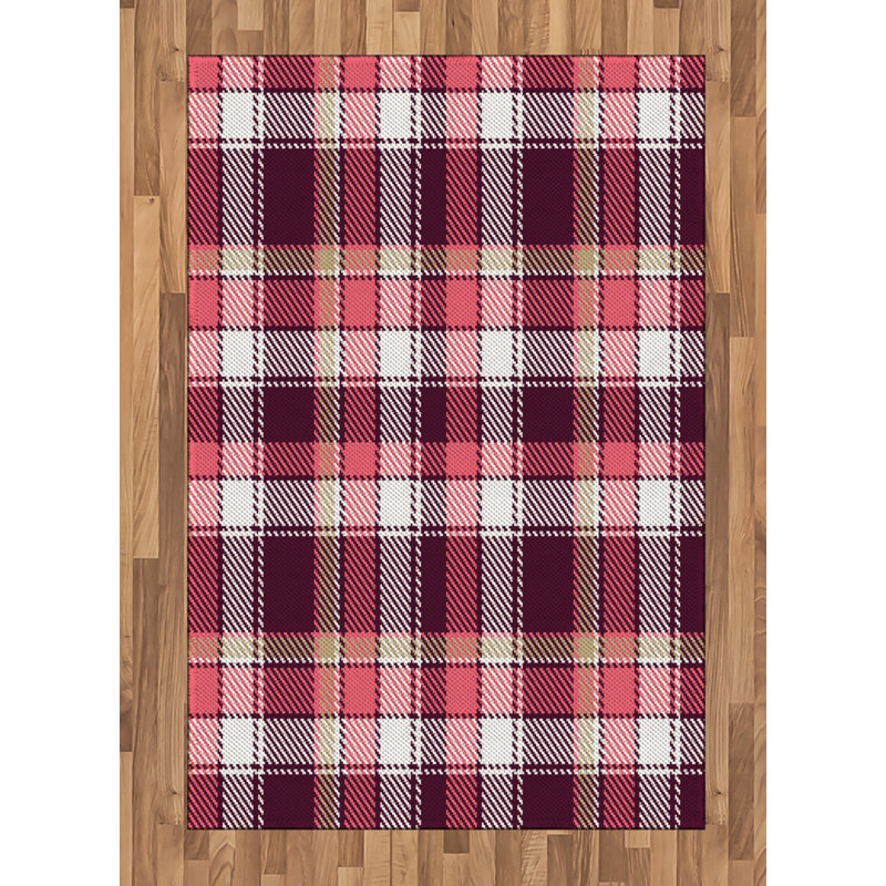 Tapis décoratif à haute densité en fibres de polyester à carreaux, Rectangle— 4 pi x 5 pi 8 po