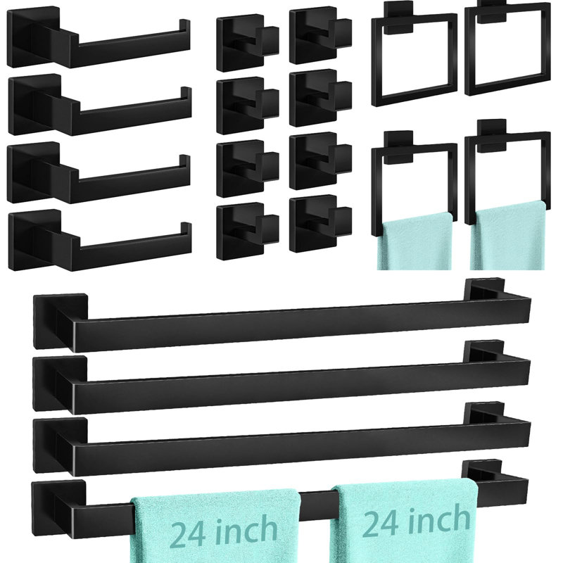 Ensemble de 20 serviettes de bain en acier inoxydable 20 pièces, Matte Black