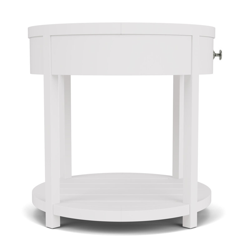 Kishia White Round End Table, White