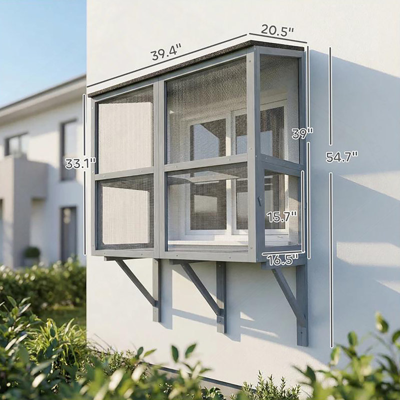 Stable Wall-Mounted Catio With Weatherproof Design