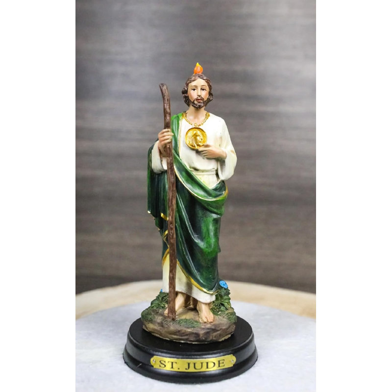 Figurine de feu Saint Jude Thaddeus l'Apôtre avec le Saint-Esprit avec base H 5,5 po