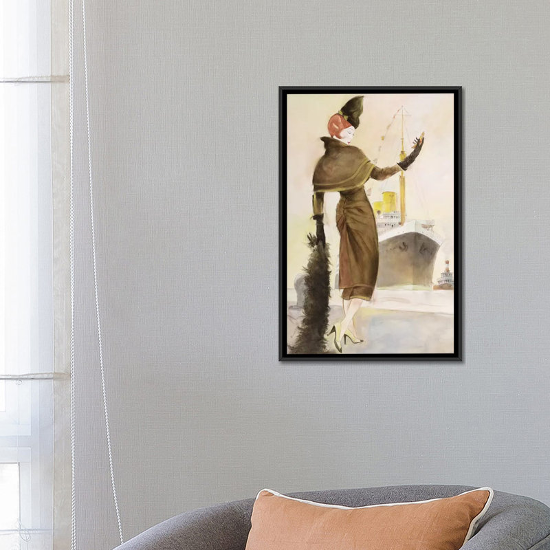 « rétro lady iii », impression sur toile, H 26 po x l 18 po x P 1,5 po, Toile avec cadre noir, Pas de tapis